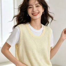 批发韩版设计感T恤女装超好看正肩短袖独特漂亮背心两件套