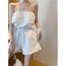 批发高腰白色休闲阔腿<b class='q'>短裤</b>子女夏甜辣妹设计感显瘦小个子<b class='q'>连体</b><b class='q'>裤</b>潮ins