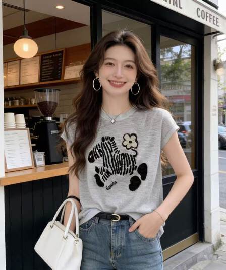 대나무 마디 면 세련된 프린트 티셔츠 2026 여름 새로운 폭발 차가운 센스 슬림해 보이는 다용도 외국 가스 맨위