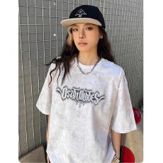 批发大码女装240克双纱短袖t恤男夏设计感潮<b class='q'>新款</b>中长宽松圆领上衣
