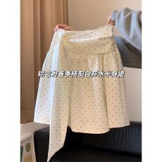 批发韩系温柔风设计感波点中裙女2026夏季新款高腰显瘦遮胯百搭A字裙