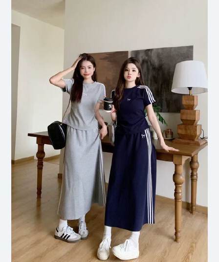 한 부서 여름 착용 가져 가라. 전체 집합 티셔츠 여성 2026 여름 새로운 지방 mm 슬림해 보이는 운동 캐주얼 세트 드레스