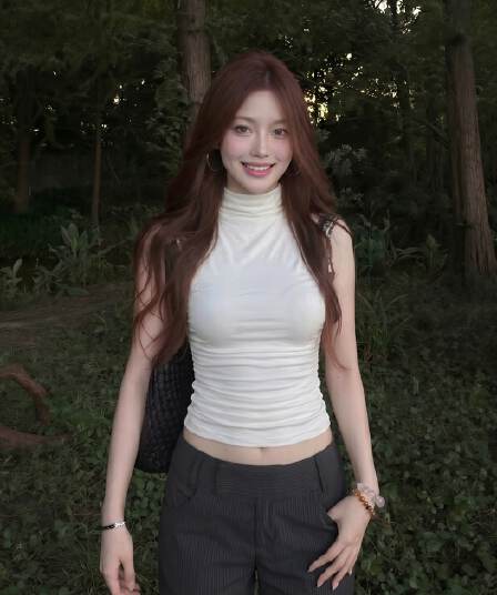 260 그램 사람들 면 레이스 백리스 터틀넥 민소매 조끼 여성 여름 순수한 욕망 핫걸 주름 몸매 가꾸기 슬림해 보이는 맨위