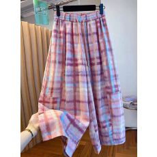 批发【原版面料】特大码300斤格纹九<b class='q'>分</b><b class='q'>阔腿裤</b>女夏宽松休闲直筒<b class='q'>裤</b>