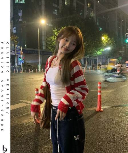 한 부서 달콤함 배색 빨간색 스트라이프 오픈 가디건 스웨터 여성 코트 작은 키 쇼트 스타일 부드러운 찹쌀 찹쌀 니트 스웨터 맨위