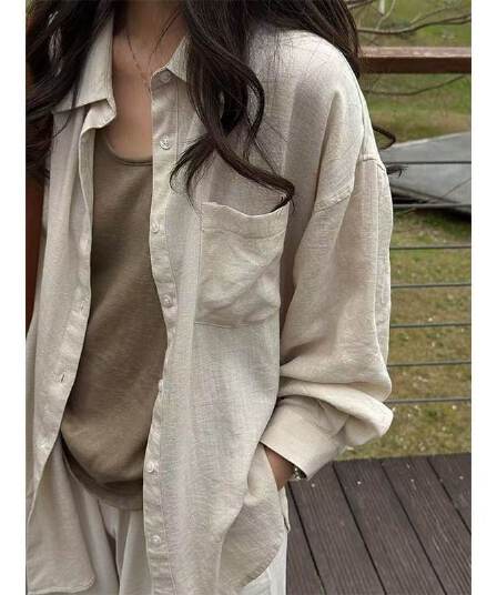 차가운 센스 얼음 실크 고급 회색 자외선 차단 여성 셔츠 여름 얇고 가벼운 우아한 캐주얼 표지 고기 다용도 긴팔 셔츠 외출용