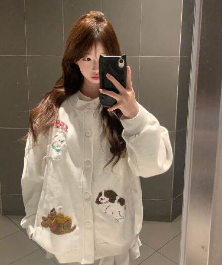 얇은 스타일 털이 있는 수건 자수 순수한 Mianhua 면 복합 후드티 여성
