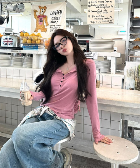 260 그램 사람들 면 품격 순수한 욕망 바람 반 개방 칼라 단색 티셔츠 새로운 몸매 가꾸기 다용도 긴팔 기본 셔츠