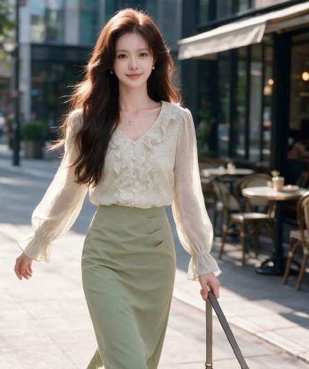 광저우 품질 세트 여성 2026 년 가을 새로운 한 부서 출퇴근 맨위 반신 스커트 투피스 세트
