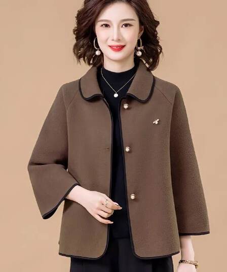 어머니 드레스 외국 가스 단면 뭐라구? 짧은 여성 코트 봄 가을 중노년 고급 패션 루즈핏 봄 드레스 모직 외투