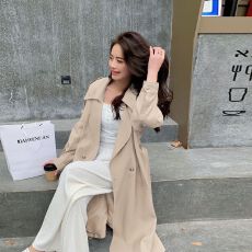 批发风衣外套女春秋2026新款韩版宽松休闲复古英伦风气质垂感过膝大衣