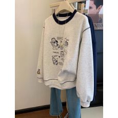 批发CVC华棉复合牛奶丝（重工打网+刺绣）特大码300斤<b class='q'>卫衣</b>女上衣女