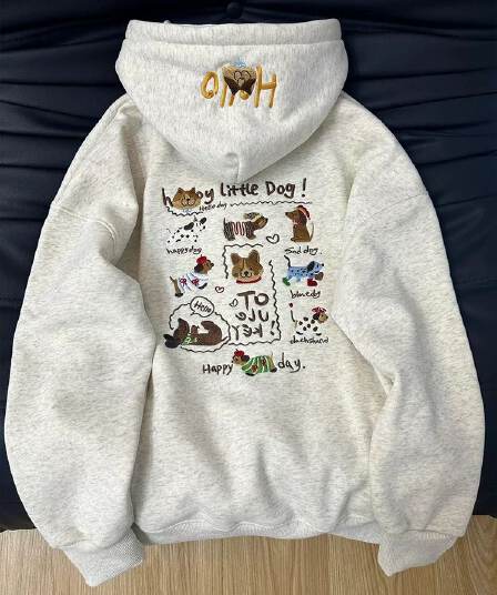 후아 면 복합 우유 실크 특별 빅 사이즈 300 근 자수 후드 티 스웨터 여성 가을 2026 새로운