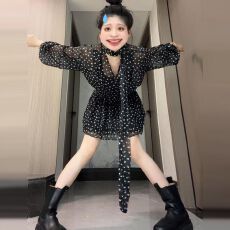 2026新款法式赫本风黑色碎花连衣裙子女秋季独特漂亮气质收腰短裙