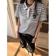 批发棉拉架短袖t恤男女情侣装夏季新款宽松刺绣花POLO领上衣