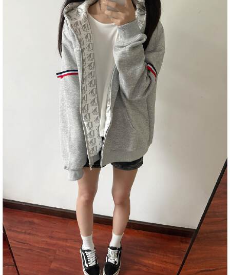 얇은 스타일 털이 있는 백금 지퍼 리본 인사이드 펌프 복합 순수한 Mianhua 면 복합 후드티 여성