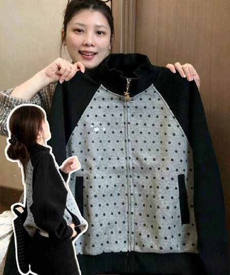 얇은 스타일 백금 지퍼 자수 클립 칼라 것 순수한 Mianhua 면 복합 후드티 여성