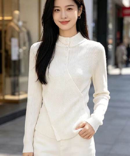 불규칙 반하이넥 허리 수축 니트 스웨터 여성 2026 년 새로운 가을 겨울철 몸매 가꾸기 슬림해 보이는 디자인 센스 맨위 서비스