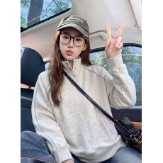 批发大码<b class='q'>女装</b>200斤薄款潮牌情侣卫衣男春秋新款按扣立领上衣