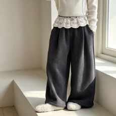 批发26年秋冬加绒加厚格纹阔腿裤<b class='q'>女童</b>加<b class='q'>厚</b>休闲裤保暖裤子女
