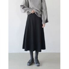 批发法式通勤松紧腰裙子毛呢高腰显瘦大摆气质伞裙女秋冬26新款半身裙