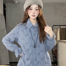 批发上衣秋冬新款洋气加厚保暖宽松百搭衬衫女