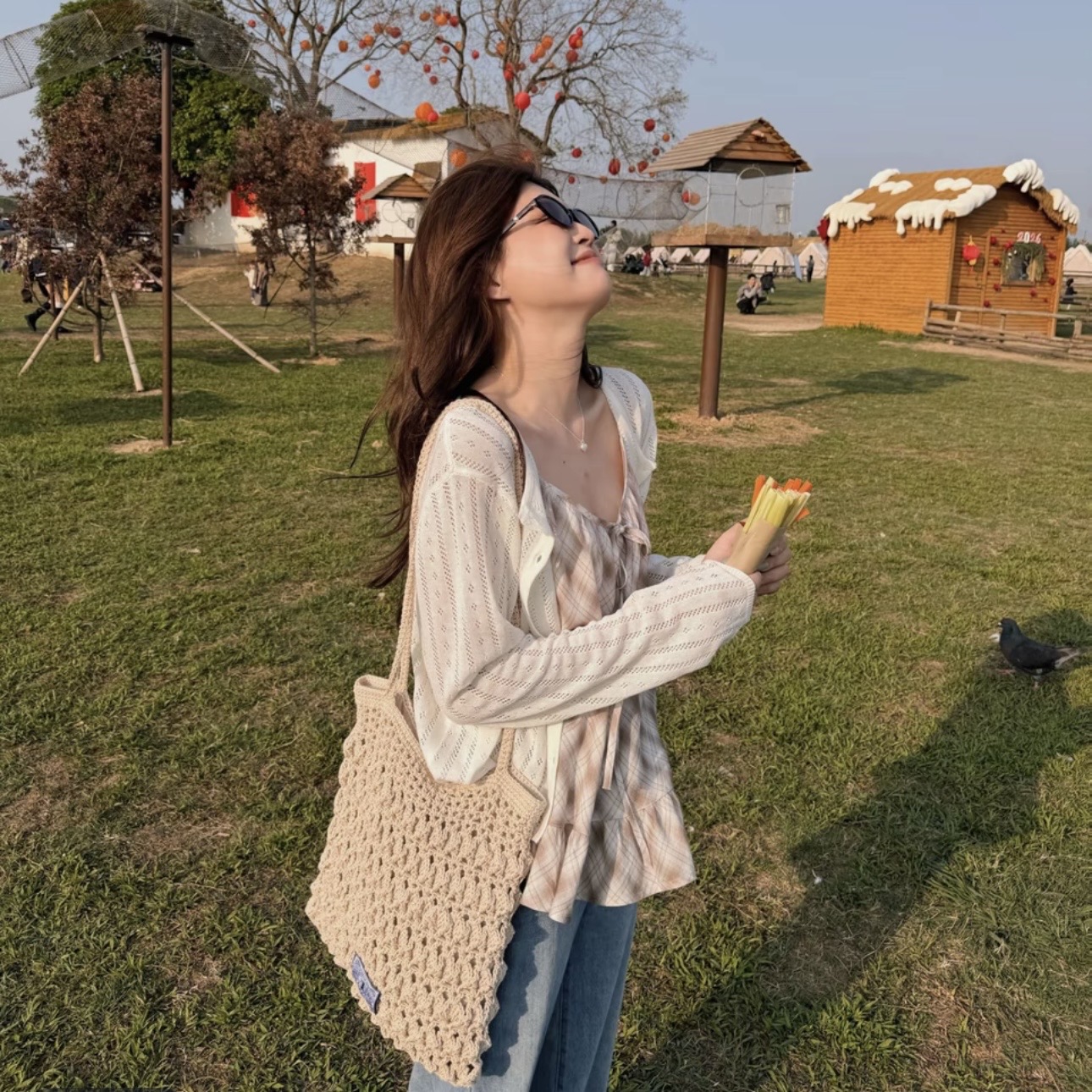 남자 자매 ~ 중 가게 바닐라 웨이 화학 조기 봄 여름 한국 스타일 다용도 분위기 센스 달콤한 메이 링 그리드 캐미솔 세트