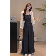 批发YUANLIANSU/圆脸酥【定风波令】千金风开衫+吊带背心+阔腿裤套装