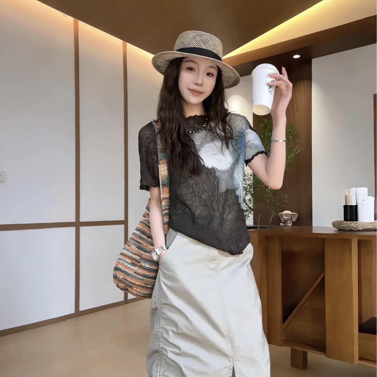 작은 조용한 잠시 주름 엠보싱 맨위 여름 다용도 슬림해 보이는 없음 흔적 핀치 Pleat 반팔 티셔츠