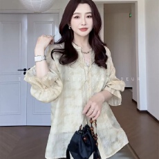 批发KEKE【<b class='q'>夏</b>日甜心】法式设计感小众时尚长袖衬衫