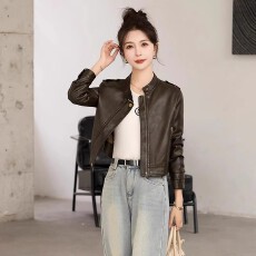批发2025复古<b class='q'>皮衣</b>外套女短款秋季新款百搭气质高级感小个子机车皮夹克