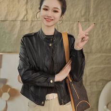 批发2025复古<b class='q'>皮衣</b>外套女短款秋季新款百搭气质高级感小个子机车皮夹克