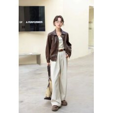 批发实拍爆款女士皮衣<b class='q'>百搭</b>外套短款秋冬新款宽松休闲拼接机车轻便夹克