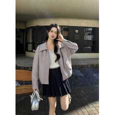 实拍春秋新款翻领皮衣外套女简约款n'x巨好看韩系百搭PU夹克