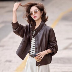 批发新款立领洋气减龄皮衣外套女短款2026春秋气质宽松休闲<b class='q'>百搭</b>皮夹克