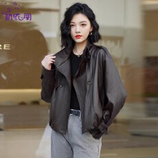 批发立领复古小皮衣外套女短款2026春秋<b class='q'>百搭</b>休闲气质酷飒风PU皮夹克潮