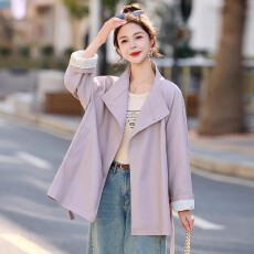 批发设计高级感炸街复古<b class='q'>西装</b>皮衣外套秋季系带皮衣网红上衣城市机能风