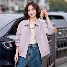 批发翻领简约气质PU<b class='q'>皮衣</b><b class='q'>外套</b>女短款2026春秋季新款宽松显瘦百搭夹克衣