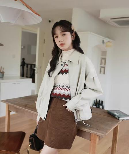 루즈핏 종류 다용도 한 부서 polo 지불 패션 pu 가죽 재킷 여성 코트 가을 섹션 가죽 자켓 품격 맨위 섹션