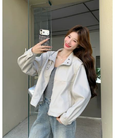 디자인 센스 Chic 스탠드 칼라 탈착식 소매 조끼 짧은 여성 코트 2026 가을 겨울 새로운 연령 감소 품격 맨위