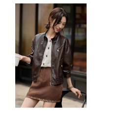 批发美拉德港风复古皮衣外套女2026秋季新款炸街高级感酷飒风短款夹克