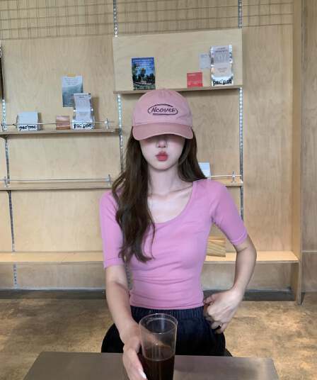 alex stevens 한 부서 u 칼라 긍정적 인 어깨 반팔 티셔츠 여성 여름 몸매 가꾸기 슬림해 보이는 쇼트 스타일 꼬집기 허리 위로 의류 타이트