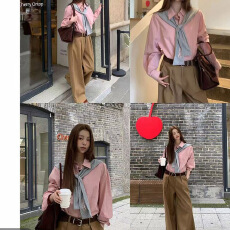 批发菲林少女衬衫】秋季森系时尚百搭披肩刺绣欧美风BD衬衫