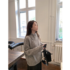 批发OnGoing 小吸睛设计感翻领羊毛<b class='q'>羊绒</b>毛衣 坑条宽松韩系慵懒针织