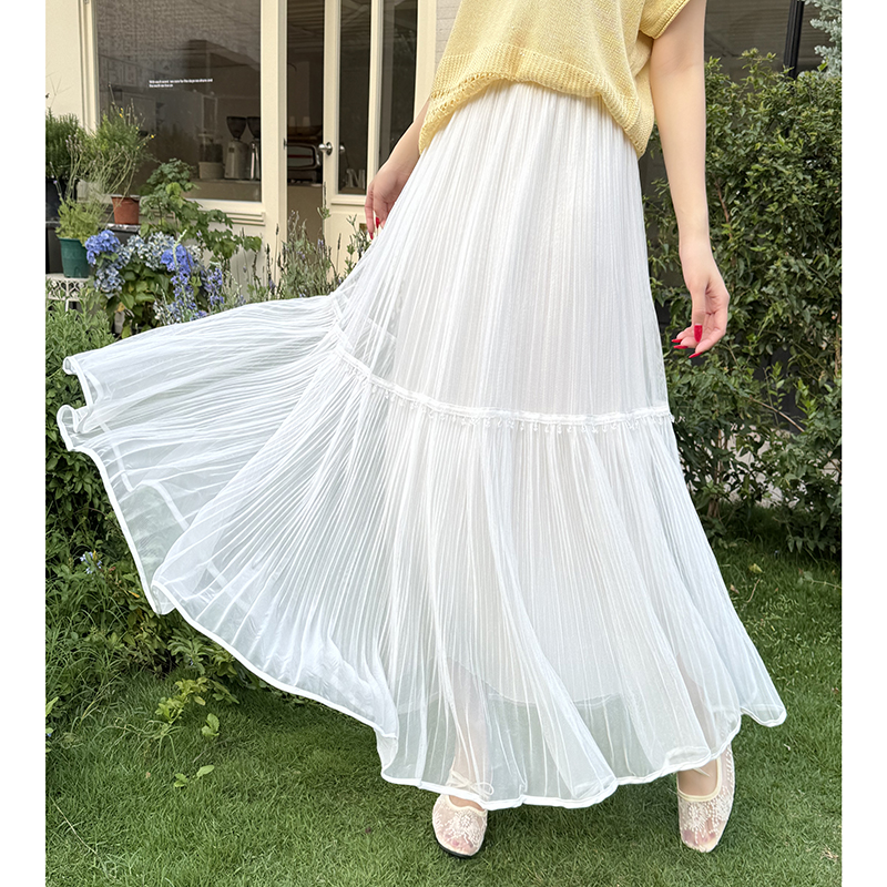 실사 빛 럭셔리 무거운 작업 비즈 박기 망사 반신 스커트 여성 봄 여름 새로운 하이웨이스트 고급 센스 품격 다용도 치마