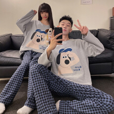 批发缤果睡衣春秋季拉架仿棉情侣睡衣女卡通可爱长袖<b class='q'>男</b>士家居服