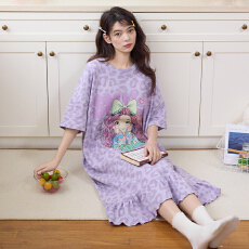 批发缤果睡衣<b class='q'>夏</b>季新款睡衣女士拉架仿棉圆领卡通可爱甜美睡裙女