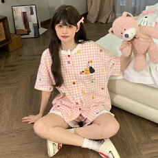 批发缤果睡衣夏季<b class='q'>韩版</b>拉架仿棉短袖睡衣女士开衫和服休闲家居服