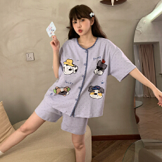 批发缤果睡衣夏季<b class='q'>韩版</b>拉架仿棉短袖睡衣女士开衫和服休闲家居服