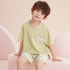 批发缤果睡衣 夏季男童睡衣莫代尔圆领短袖<b class='q'>短裤</b>卡通小孩家居服套